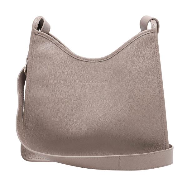 美品 ロンシャン ハンドバッグ 茶 ホーボー ギャザー ワンショルダー