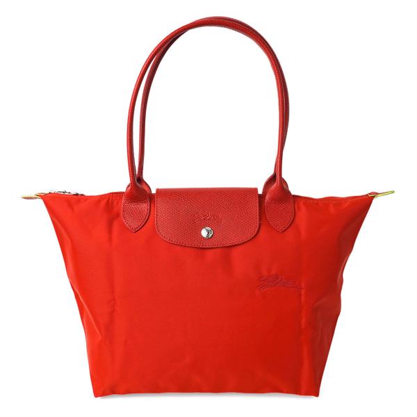 Longchamp カーキ/レッド　トートバッグ LONGCHAMP 並行輸入 ロンシャン トートバッグ ル プリアージュ