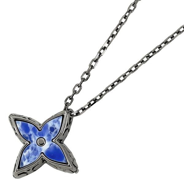 Louis Vuitton M01047 Flower Locket Necklace, Blue, One Size