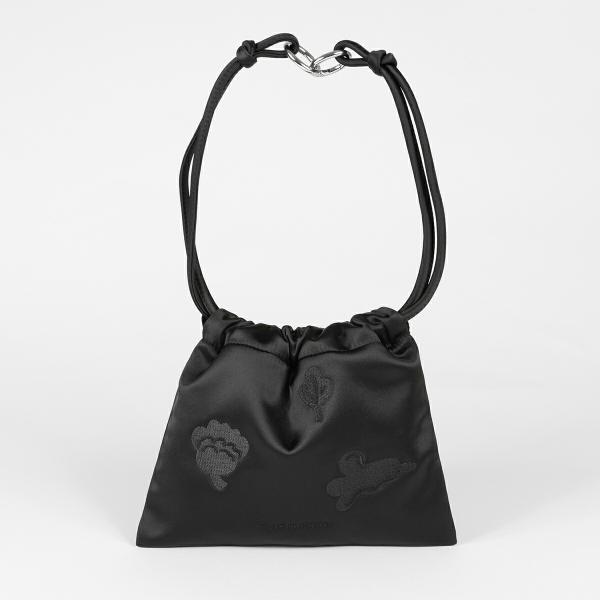 並行輸入 マリメッコ ハンドバッグ Marimekko クカスタクッカーン CIRRA SATIN 巾着バッグ 095788 999 レディース ブラック 黒 爆買