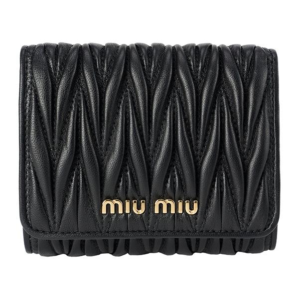 miu ミュウミュウ 2つ折り財布 マテラッセ 5MH016 NERO ブラック 黒 