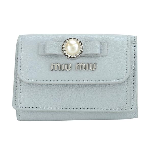 miu ミュウミュウ 3つ折り財布 MIU マドラス パール 5MH021 2F3R miu ミュウミュウ 3つ折り財布 MIU マドラス パール 5MH021 2F3R