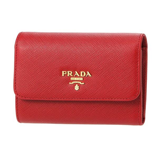 プラダ 人気の製品 Prada 3つ折り財布 Saffiano Metal Qwa レッド 赤 1mh840 F068z