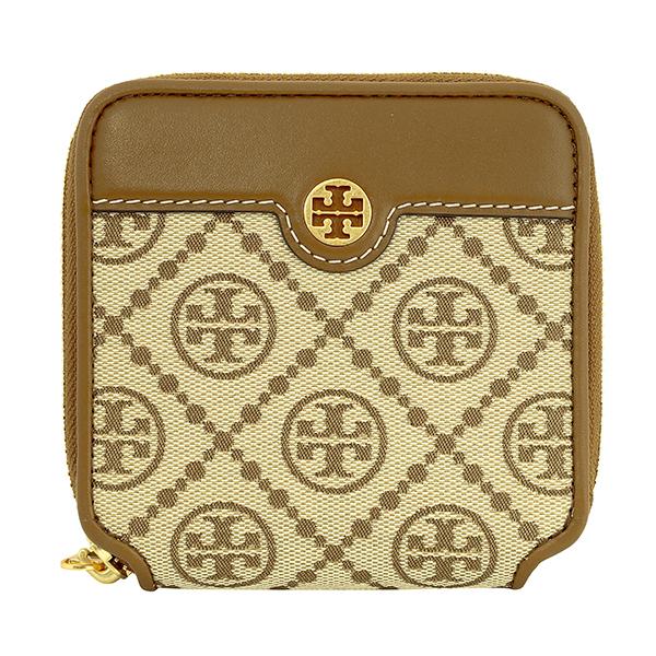 【美品】Tory Burch ベージュ レザーモノグラム二つ折り財布 TORY BURCH（トリーバーチ） 並行輸入 2つ折り財布 TORY BURCH T
