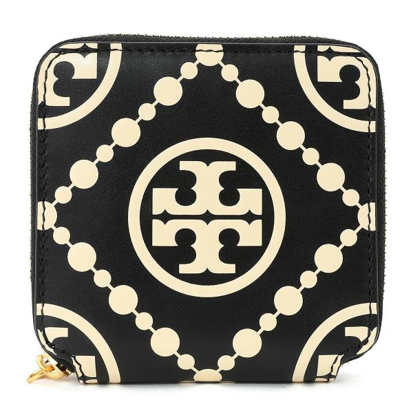 新品 トリーバーチ TORY BURCH 2つ折り財布 Tモノグラム コントラスト エンボス ブラック/ニュークリーム TORY BURCH（トリーバーチ） 並行輸入 2つ折り財布 TORY BURCH T