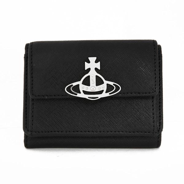 並行輸入 ヴィヴィアン ウエストウッド 3つ折り財布 Vivienne Westwood サフィアーノ 5115002UW L001N N401 ユニセックス ブラック 黒 爆買