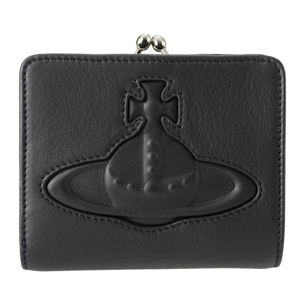 【美品】ヴィヴィアンウエストウッド オーブ 二つ折り財布　ブラック　レザー Vivienne Westwood ヴィヴィアンウエストウッド 二つ折り財布