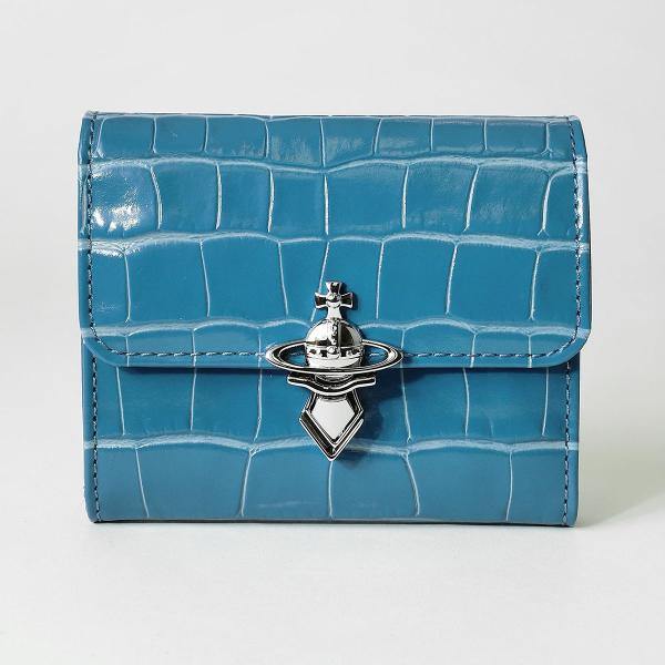 並行輸入 ヴィヴィアン ウエストウッド カードケース Vivienne Westwood エンボス クロコ レザー 5115003LW L0098 K403 ユニセックス ブルー 青
