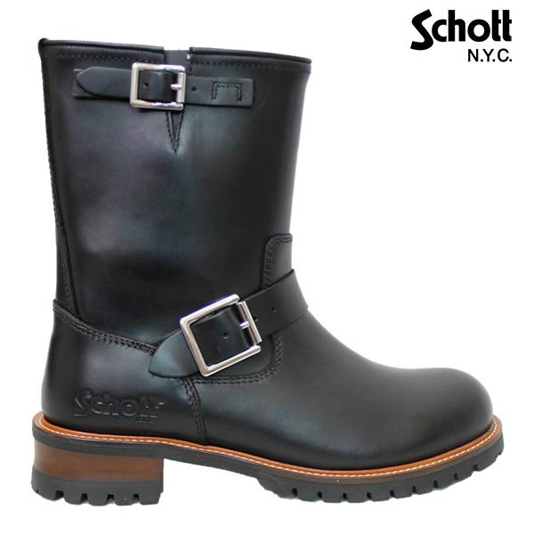 SCHOTT エンジニアブーツ S28001 ENGINEERE BOOTS: 正規品/メンズ/ショット/本革/セミロング/黒/ブラック/ライダー/男性用/ワークブーツ/レザーブーツ/人気