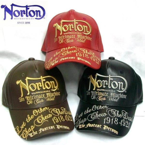 ノートン Norton フェイクレザー刺繍キャップ 233N8703 アメカジ ロッカーズ バイカー