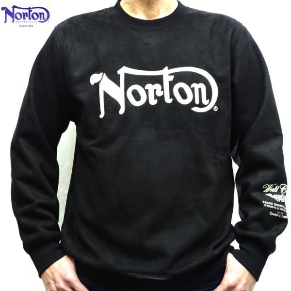 ノートン Nortonフェイクスウェードチェーン刺繍ロゴトレーナー 243N1309 アメカジ バイカー バイク ロッカーズ