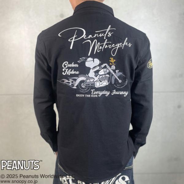 SNOOPY スヌーピーxFLAGSTAFFコラボ長袖シャツ 453004 Peanuts BIKER SHIRTアメカジ バイカー バイク キャラクター PEANUTS