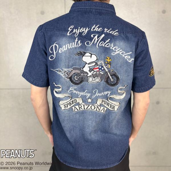 SNOOPY（スヌーピー） SNOOPYxFLAGSTAFFコラボ半袖デニムシャツ 462024