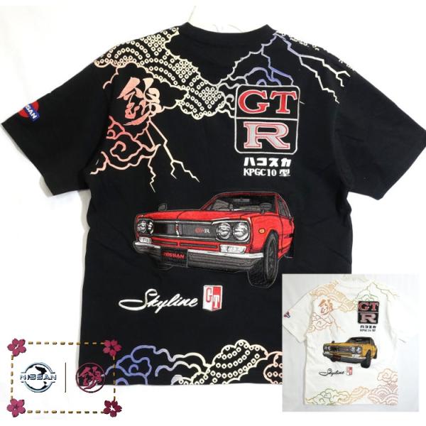 NISSAN 日産×NISIKI 錦 コラボ半袖Tシャツ 526212 KPGC10型ハコスカ雷雲 スカイラインGT-R