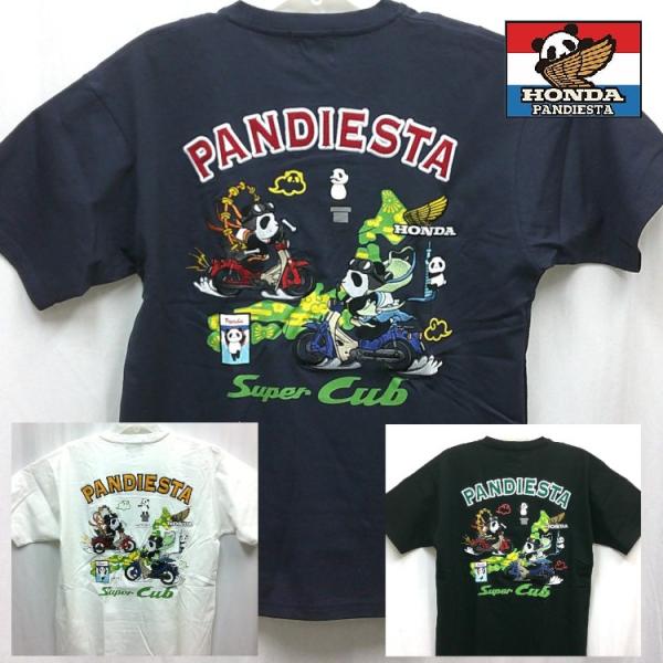 ホンダ HONDA×パンディエスタ PANDIESTA コラボ半袖Tシャツ 585507 スーパーカブ風雷神 バイク パンダ
