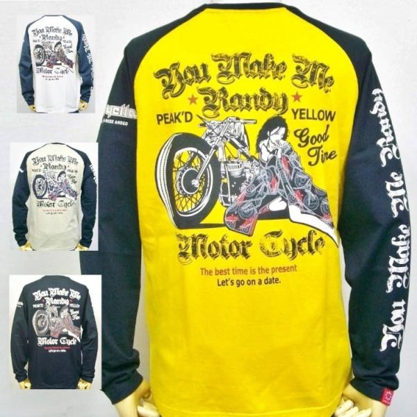 ピークドイエロー Peak'd Yellow 長袖T ロンT PYLT-204 BIKE 和柄 アメカジ ロック バイカー お姉ちゃん 女の子 大きいサイズXXL/3L