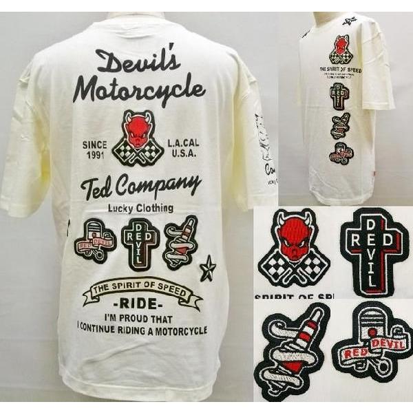 TEDMAN テッドマンワッペン半袖Tシャツ デビルスモーターサイクルス TDSS-406オフホワイト/アメカジ バイカー