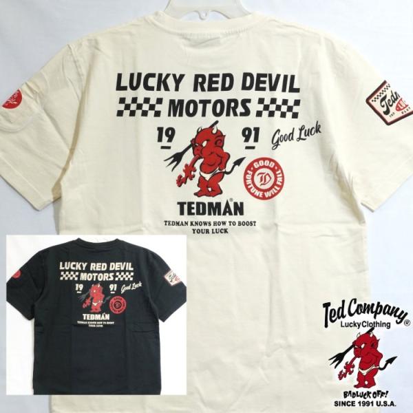 テッドマン TEDMAN半袖Tシャツ TDSS-576 ラッキーレッドデビルモータース アメカジ バイカー