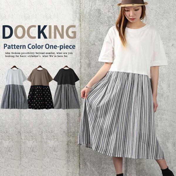 クリアランス Sale 50 Off ドッキングワンピース ルームウェア 半袖 レディース ロング 柄 綿 切り替え ゆったりサイズ 体型カバー ポケット付き 0455 O Basic Style 通販 Yahoo ショッピング