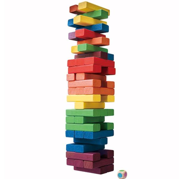 【商品概要】対象年齢 :6才以上【商品説明】説明商品紹介順番にサイコロを振り6色の木製ブロックのタワーからブロックをそっと抜いて一番上に積んでいきます。タワーを崩した人の負け！色指定があるから難易度アップ。サイコロを使わず遊ぶこともできます...