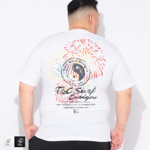 Tシャツ 半袖 メンズ 大きいサイズ 花火 バックプリント クルーネック カットソー トップス コットン プリント 春 夏 T＆C Surf Designs