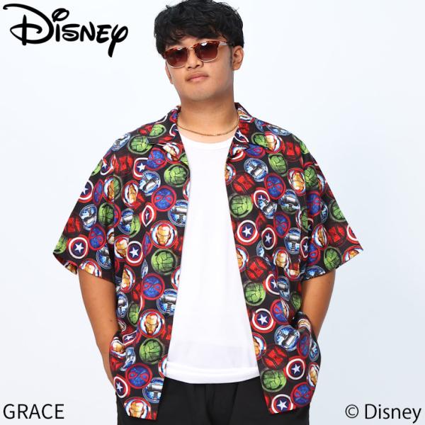 B＆T CLUB MARVEL マーベル / 半袖 シャツ 大きいサイズ メンズ 総柄  