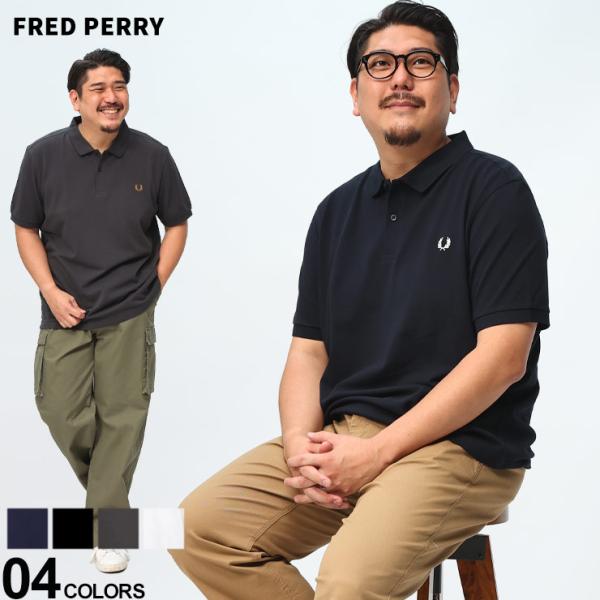 フレッドペリー ポロシャツ ブラック　ホワイト　L 半袖 鹿の子 FRED PERRY（フレッドペリー） ポロシャツ 半袖 鹿の子 メンズ 大きい