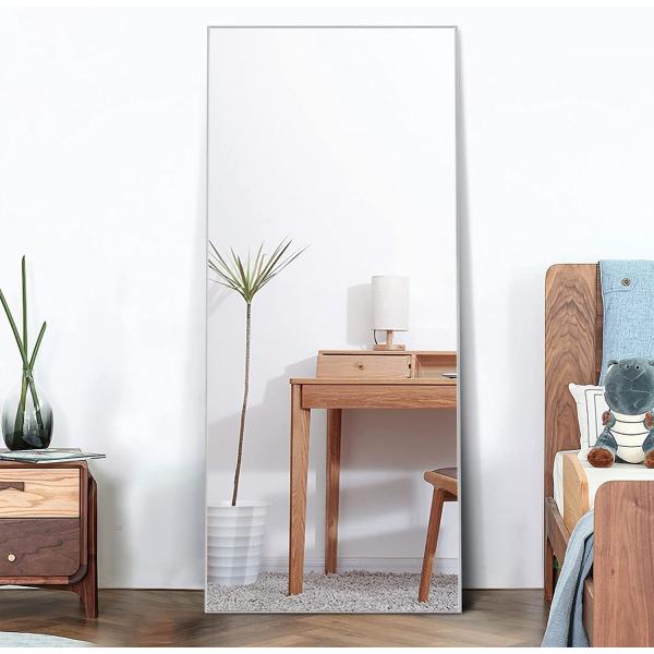 大型サイズ：60*180CM。全身をしっかりと映す大型ミラー 玄関やリビング、寝室など場所を選ばず簡単に設置できるほどよい大きさです。スタンドミラーとは異なり壁に立てかけるタイプなので場所を取らない省スペースタイプ。究極の薄型アルミ合金フレ...