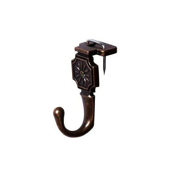 かもい出品 金属かもい掛け/鴨居用フック 〔ブロンズ 2個入り〕 耐荷重:1.5kg 釘