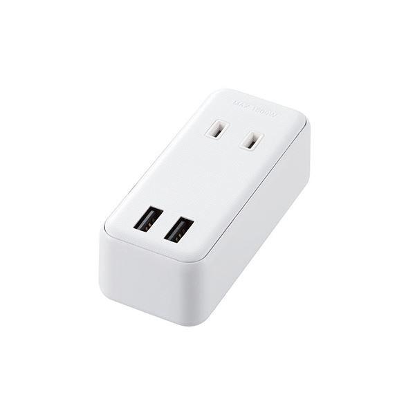 �G���R�� USB�^�b�v USB���X×2 AC×2 ���}�� �P�[�u���� 2.4A �z���C�g MOT-U07-22WH[21]