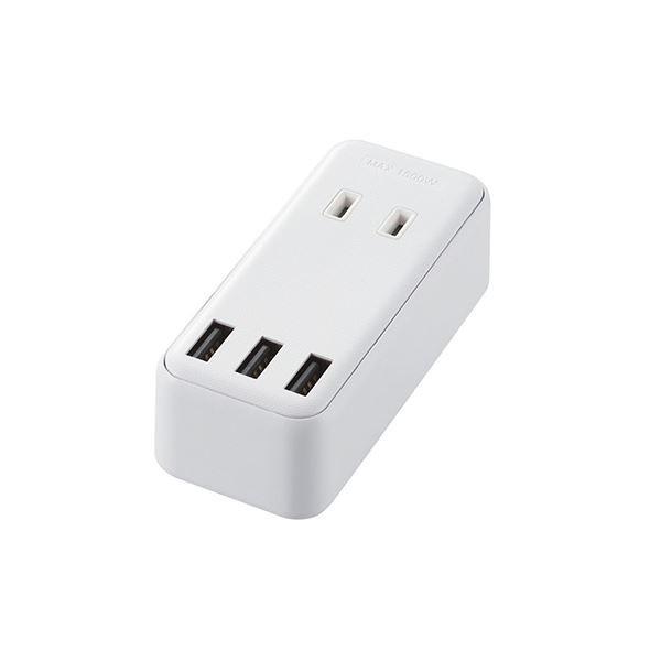 �G���R�� USB�^�b�v USB���X×3 AC×2 ���}�� �P�[�u���� 2.4A �z���C�g MOT-U08-23WH[21]