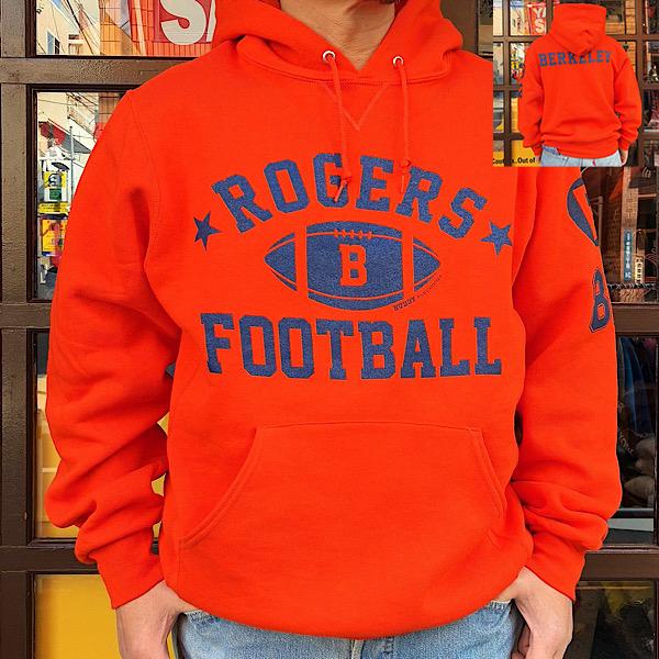 RUSSELL ATHLETIC ラッセルアスレチック BUDDY 別注 プルオーバーパーカー ROGERS FOOTBALL スウェット パーカー オレンジ プリント フーディ トレーナー HOODIE