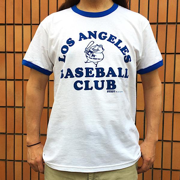 リンガーTシャツ BUDDY オリジナル LOS ANGELES BASEBALL CLUB リンガーT ホワイト×ロイヤルブルー トリム 半袖 ロサンゼルス ベースボール クラブ アメカジ