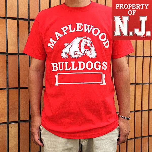フルーツオブザルーム BUDDY × FRUIT OF THE LOOM MAPLEWOOD BULLDOGS Ｔシャツ 半袖 ブルドッグ RED 赤 メンズ レディース アメカジ