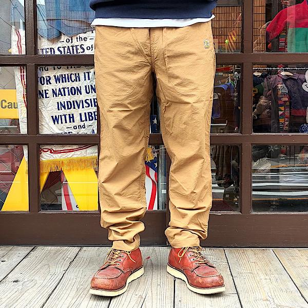 BUDDY オリジナル SPRINGFORD ナイロンパンツ ベージュ アメカジ パッカブル仕様 テーパードシルエット 撥水加工 カーキ イージーパンツ