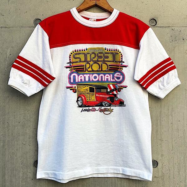 USED Mサイズ 1993 ALORE 19th STREET ROD NATIONALS ライン入りTシャツ 古着 アローレ ホットロッド アメリカ古着 アメリカ製 Vintage ヴィンテージ ビンテージ