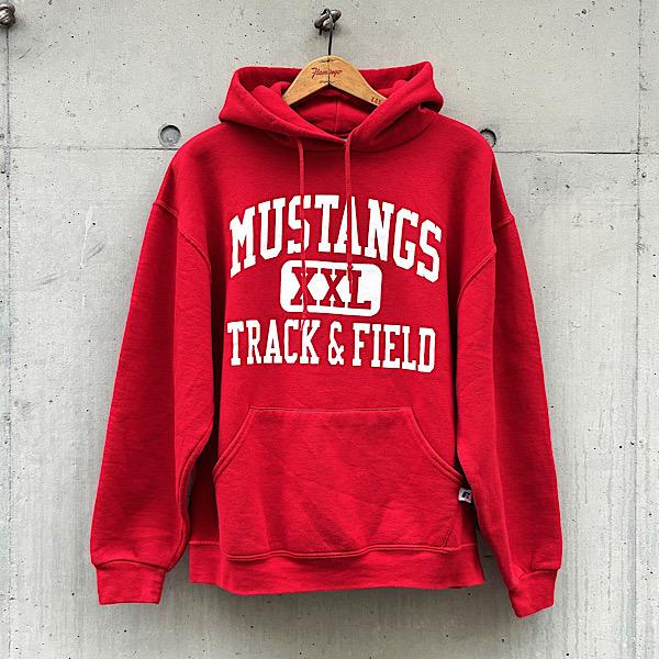 USED Mサイズ RUSSELL MUSTANGS TRACK＆FIELD プルオーバーパーカー 