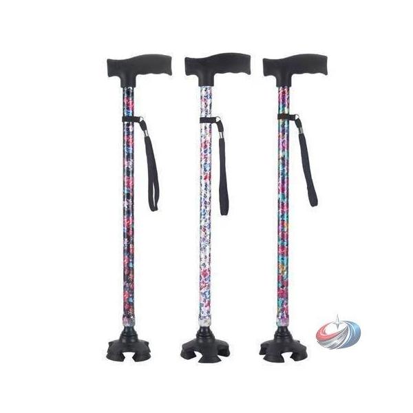 杖 おしゃれ 自立式 四点杖 自立杖 つえ 介護 自立 軽量 伸縮 歩行補助 レディース 女性用  敬老の日 誕生日 ギフト ステッキ