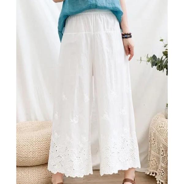 ペチパンツ コットン パンツ ロング 裾レース インナー 綿 重ね着 ゆったり