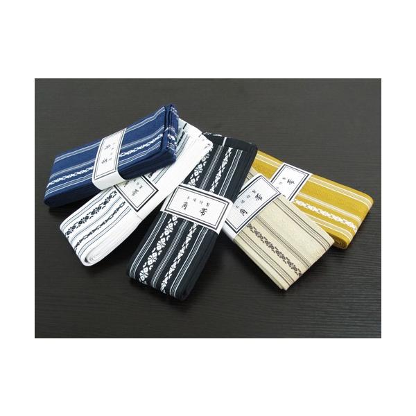 武道だけでなく浴衣や着物にも重宝される綿100％の角帯です。黒・白・紺・焦茶・ベージュ・からし(金茶)色よりお選び頂けます。■サイズ　長さ：約400cm × 幅：約9.4cm中国製