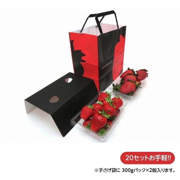 いちごのイラストを大胆に配置したシンプルなデザインで、あなたの　新鮮なイチゴを引き立てます。※別売りのパットを使うと2パックキャリーに！●サイズ：高さ 210mm × 胴巾 200mm × マチ巾 120mm●材質：晒120g　片艶ニス　仕...