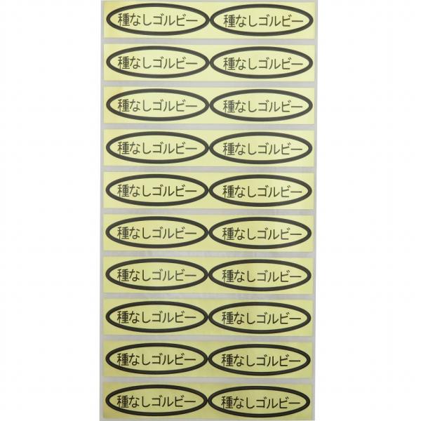 品種金シール　種なしゴルビー　49×14mm　楕円形500枚(20枚×25シート)