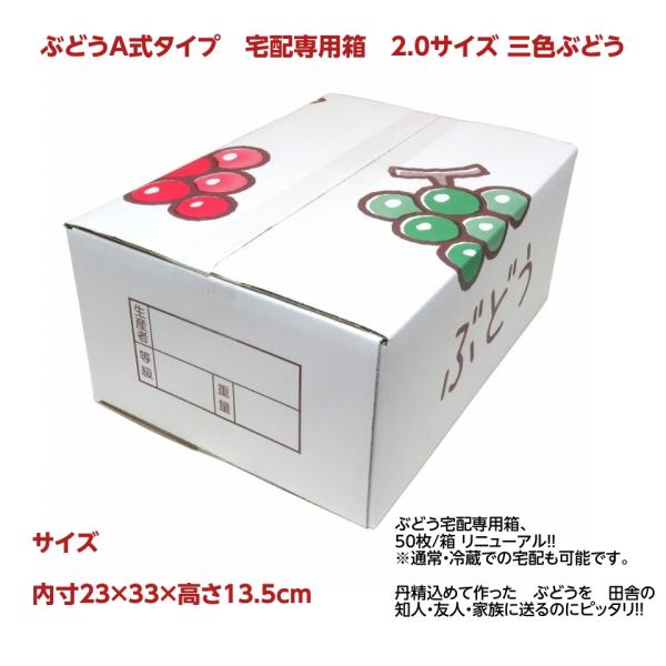ぶどうA式タイプ　宅配専用箱　2.0サイズ 三色ぶどう（内寸23×33×高さ13.5ｃｍ）　50枚/箱 リニューアル！！ ※通常・冷蔵での宅配も可能です。