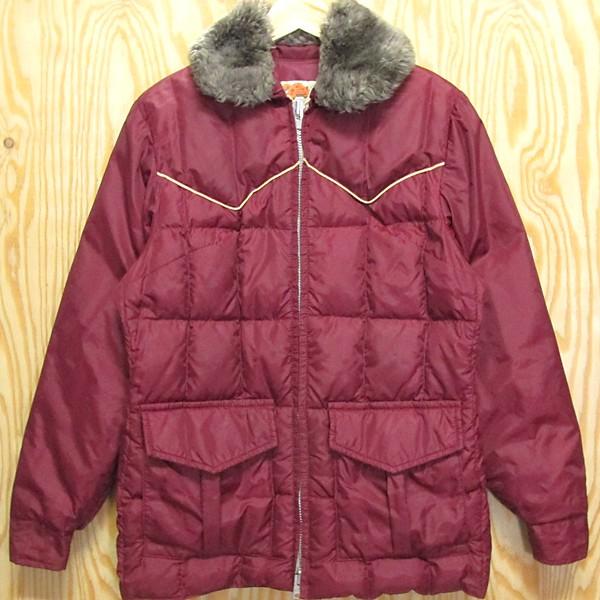 アメリカ製 80s 古着 グース ダウン ジャケット ボア ダブルジッパー 