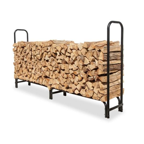 《仕様》●サイズ：W2460×D340×H1250mm●容量：約50〜60束●重量：10.0kg●材質：鉄(黒塗装仕上げ)●パイプ径、直径32mm●組立式●長さ34cm以上の薪に対応 ※屋根付け機能はありません