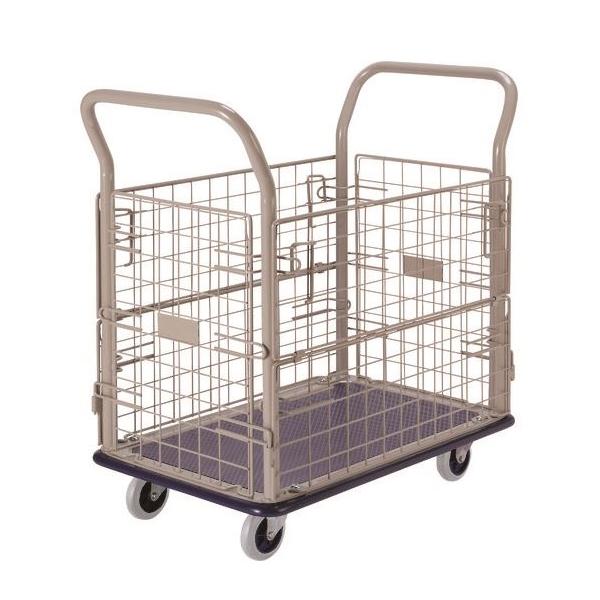【直送品】 金沢車輌 小型スチール台車 金網付 NHT-107 【大型】