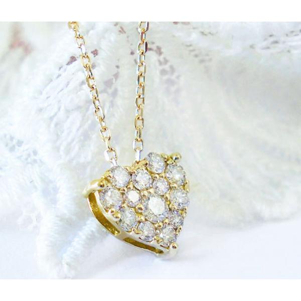 K10 ダイヤモンド ネックレス ハート ダイヤネックレス 0.2ct ハート