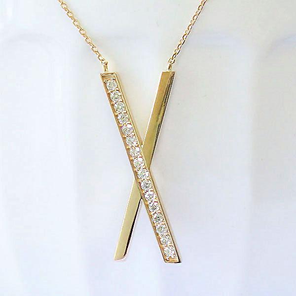 ダイヤモンド ネックレス クロス k10 クロスネックレス X Xモチーフ