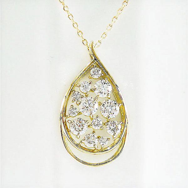 k10 10金 ネックレス ダイヤ ダイヤモンド 0.40ct ツユ 雫 ペンダント