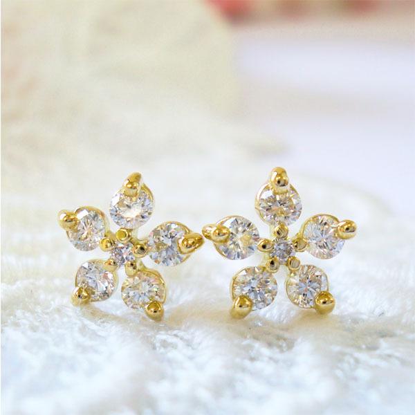 K18 ピアス ダイヤ 合計0.3ct K18 イエローゴールド ダイヤモンド ピアス（0.3ct